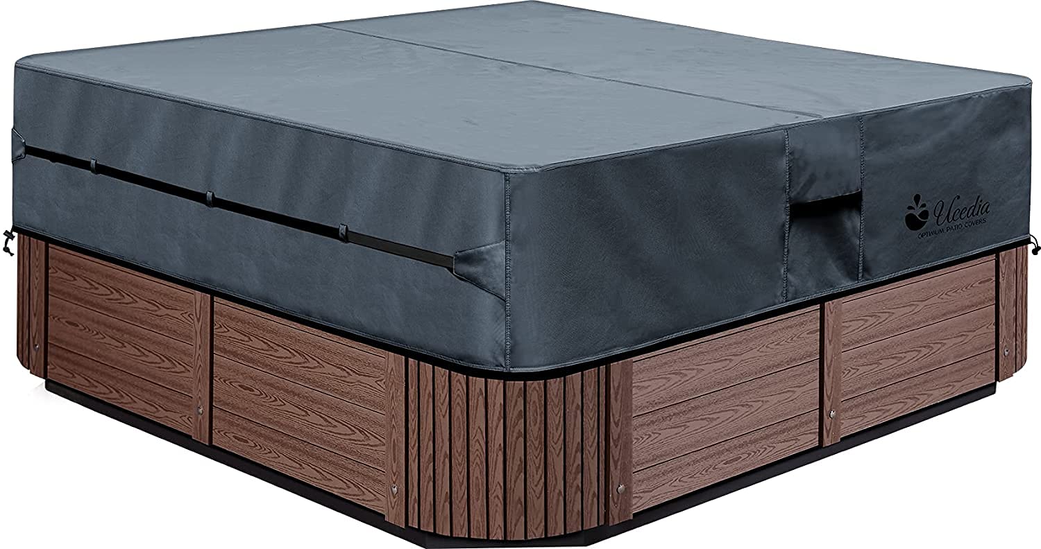 Uceder Hot Tub Cover Cap Heavy Duty Polyester(Actual Size 93'X93 X20' Fit 91'X91 X 20') Spa Sun Shield And Hot Tub Cover Pro