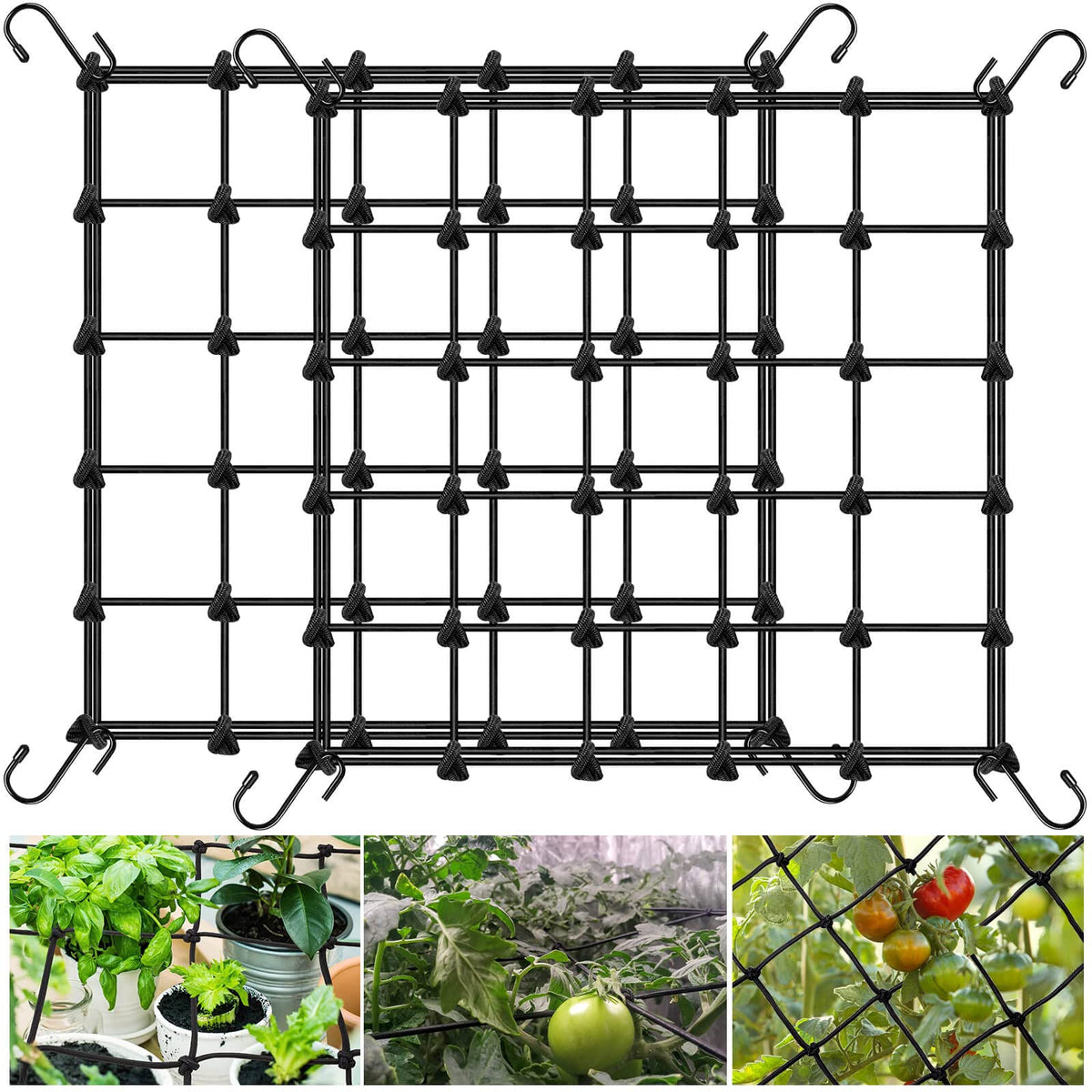 2X2 Trellis Net For Grow Tent, Flexible Grow Tent Netting Small Squares, 2 Pack Elastic Trellis Netting Plant Net Scrog Support