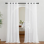 Nicetown Sheer Window Curtain Panels - Ivory Eyelet Top Solid Voile For Kitchen/Hotel, 2 Pieces, 54 Wide X 84-Inch Length