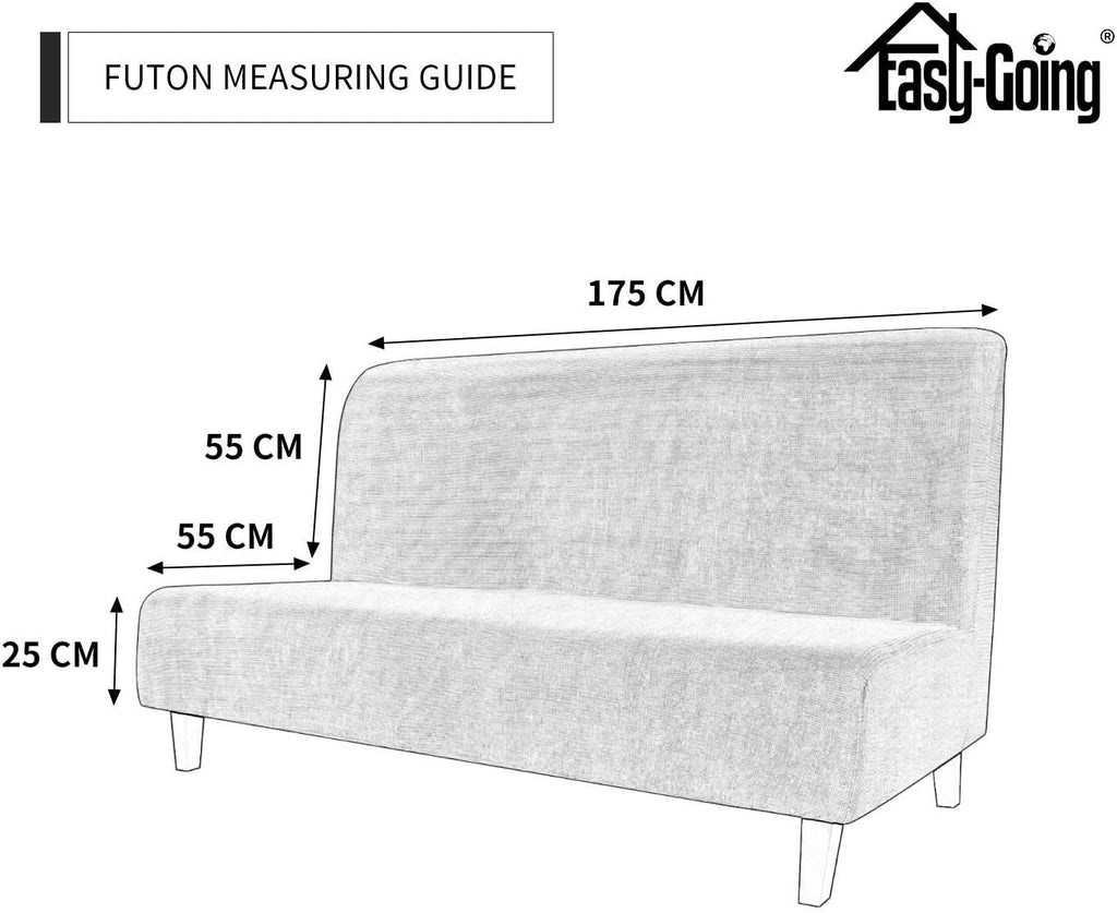 Easy-Going Stretch Futon Slipcover Armless Futon Bed Cover Furniture Protector Without Armrests With Elastic Bottom For Kids, Soft Jacquard Fabric Small Checks (Large, Navy)