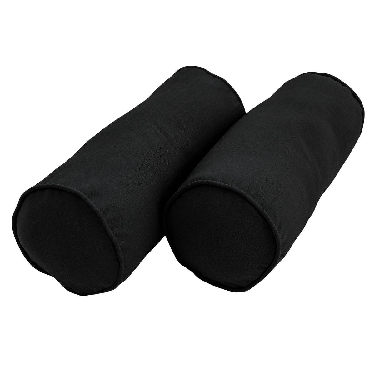 Blazing Needles Corded Twill Bolster Pillows (Set of 2), 20&quot; x 8&quot;, Black, 2 Count