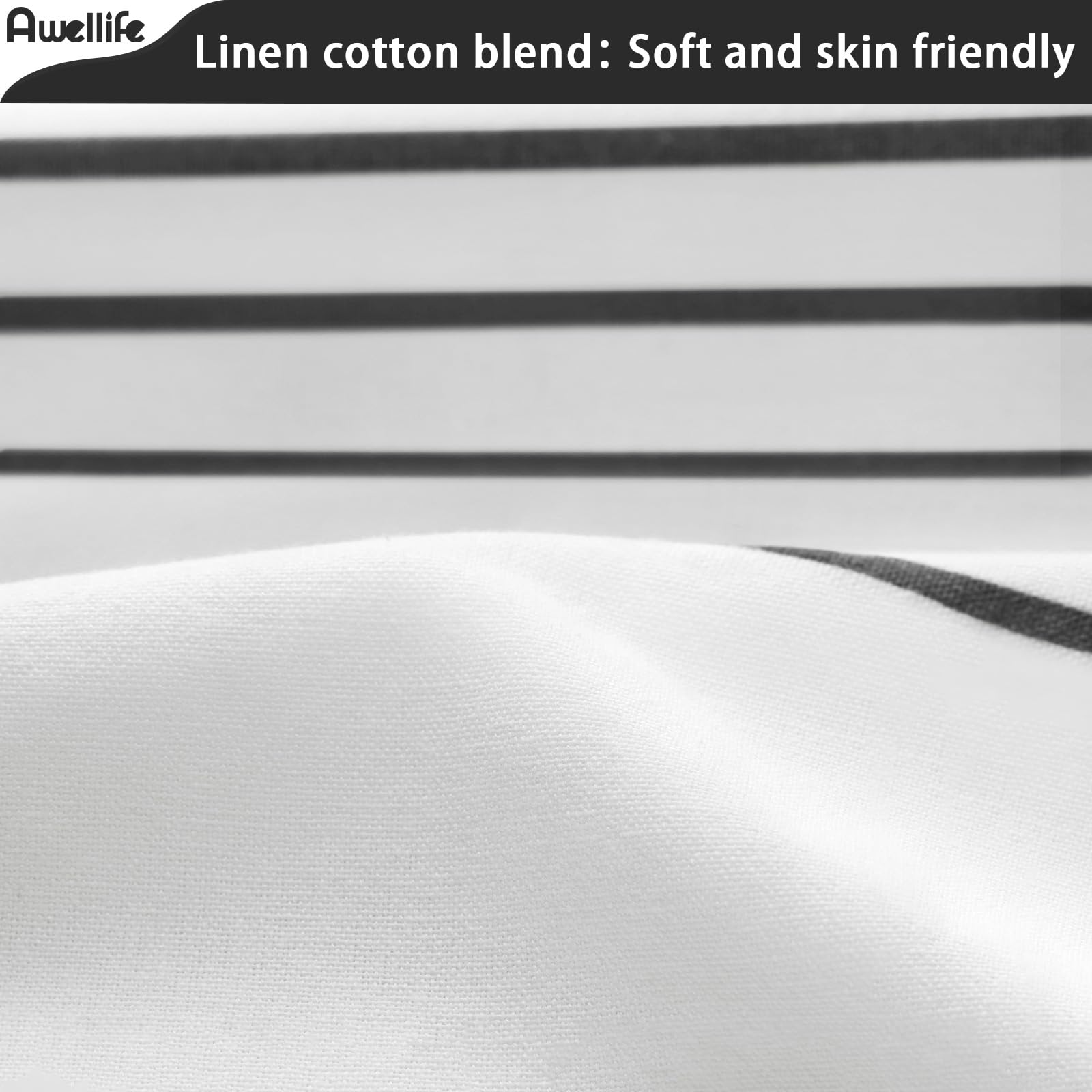 Awellife Black And White Shower Curtain For Bathroom Extra Long Black Tassel Stripe Shower Curtain 72 X 78 Inches Farmhouse Linen