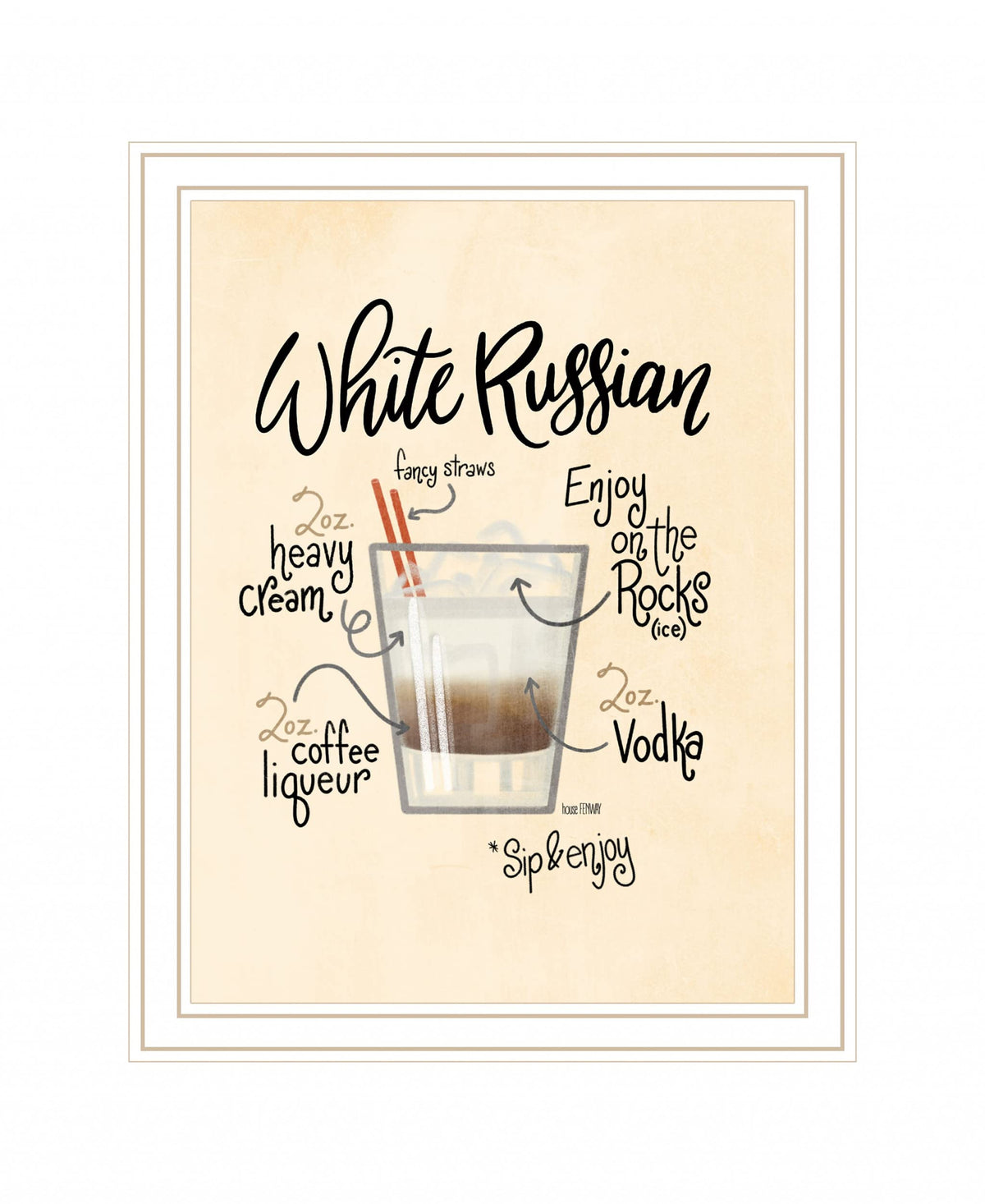 White Russian White Framed Print Wall Art