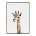 Kate and Laurel Sylvie Baby Giraffe Animal Print Portrait Framed Canvas Wall Art by Amy Peterson, 23x33 Gray