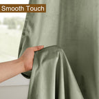 Dwcn Light Sage Velvet Curtains 96 Inches Length - Tieable Super Soft Luxury Grommet Window Treatments Room Darkening Privacy Pr