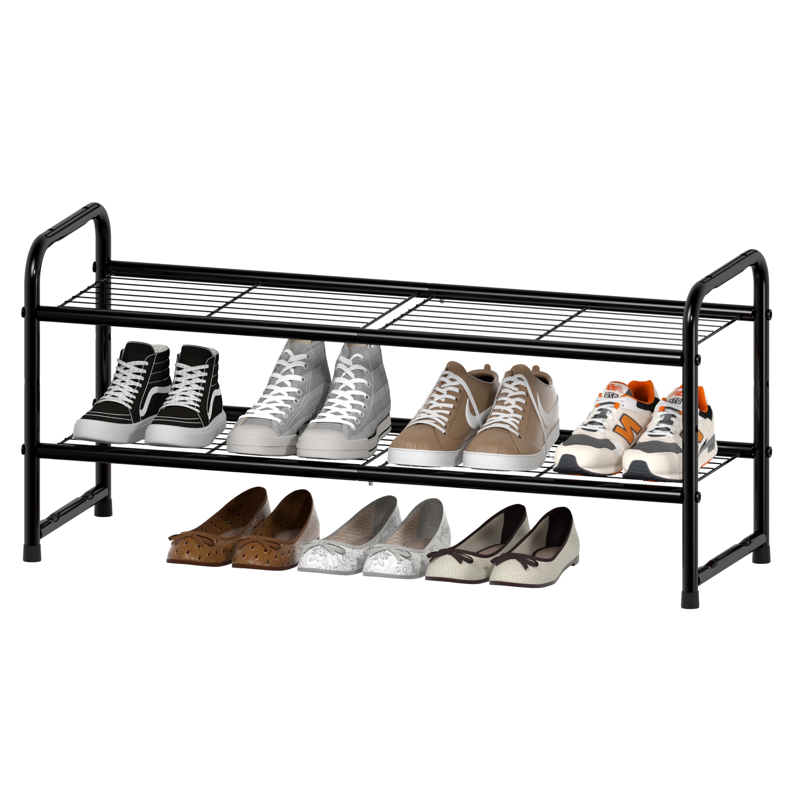 SUFAUY Shoes Rack Shelf for Closet Metal Stackable Shoe Storage Organizer, Wire Grid, 2-Tier, Black