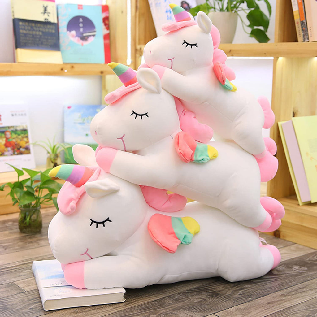 Hitoshe Unicorn Stuffed Animal, Soft Unicorn Plush Hugging Pillow Toy Gifts For Kids (White, 15.7 In)