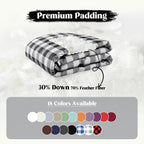 Puredown Checkered Feather Down Throw Blanket Lightweight Packable Buffalo Plaid Throw For Indoor And Outdoor Use, 50''X70'', Bl