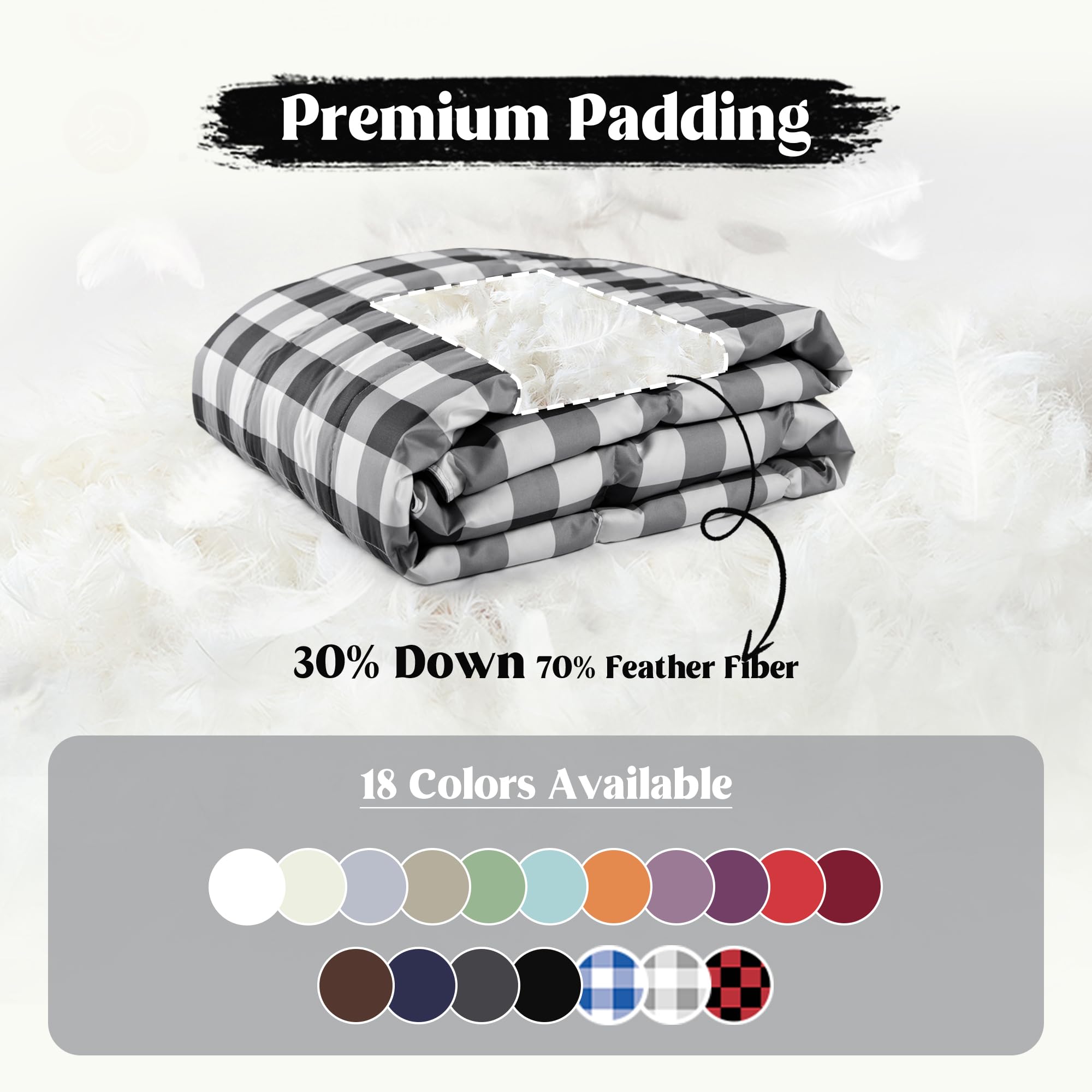 Puredown Checkered Feather Down Throw Blanket Lightweight Packable Buffalo Plaid Throw For Indoor And Outdoor Use, 50''X70'', Bl