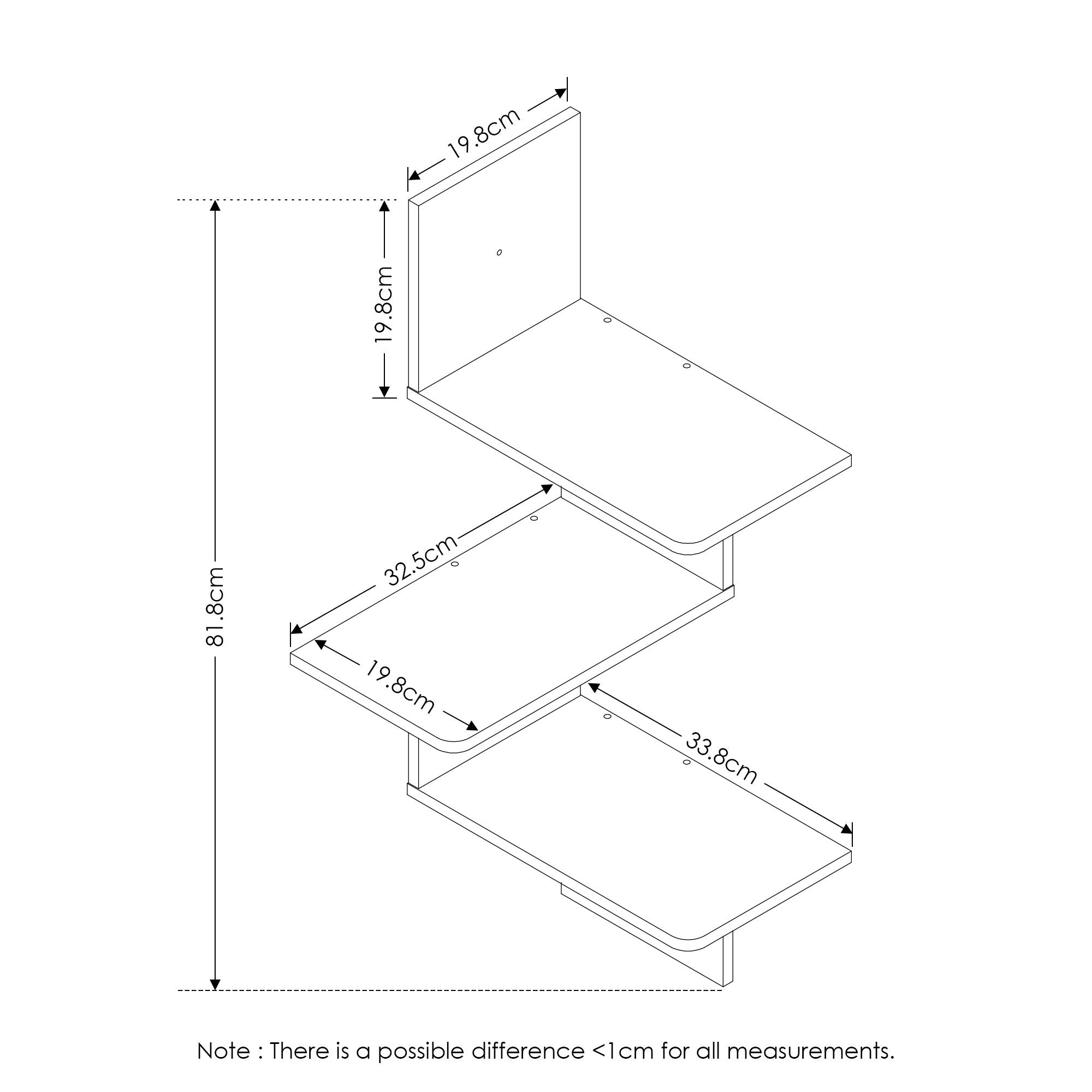 Furinno Rossi Wall Mounted Shelves 3-Tier Rectangle French Oak Grey/Black