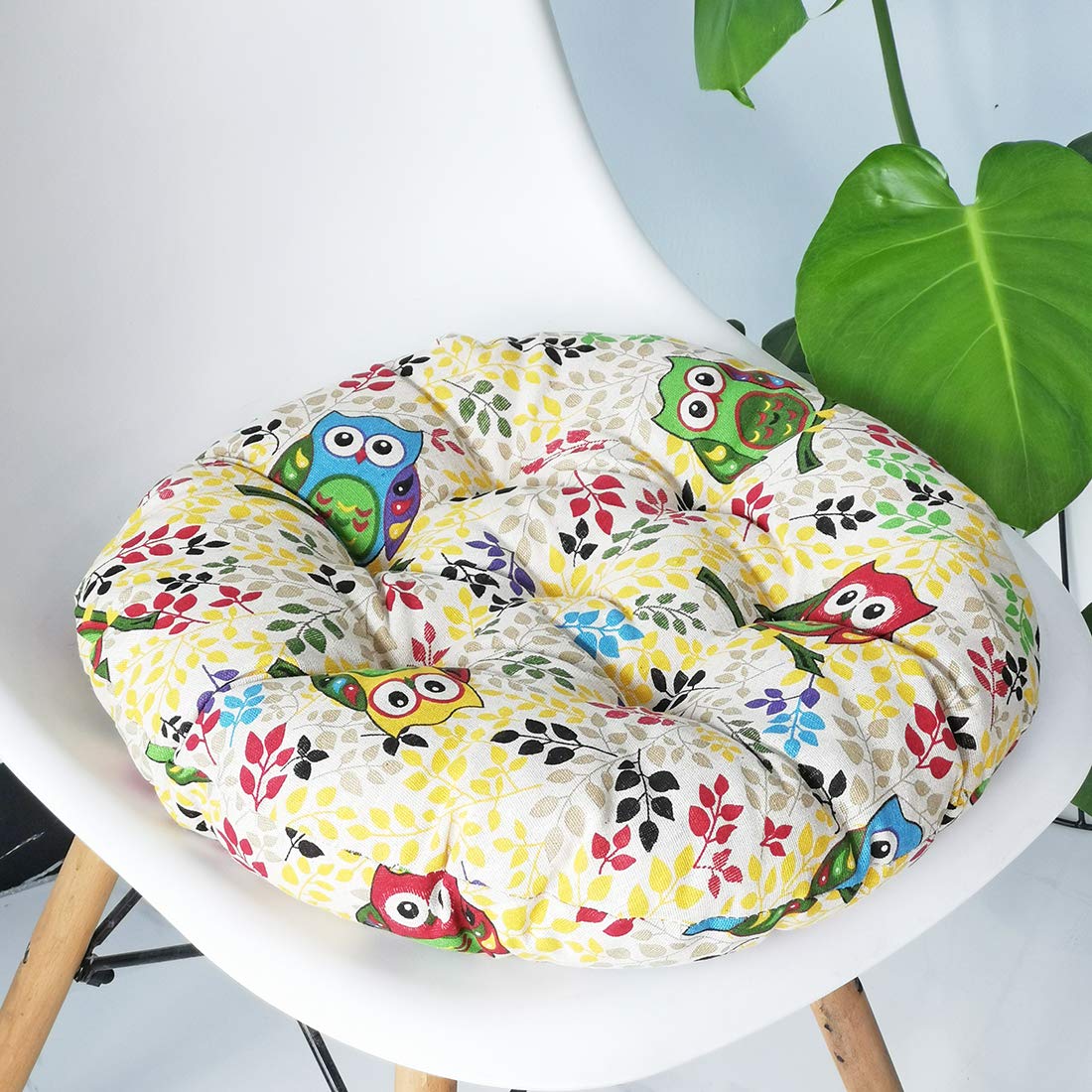 Vctops Bohemian Soft Round Chair Pad Garden Patio Home Kitchen Office Seat Cushion Owl Diameter 16'
