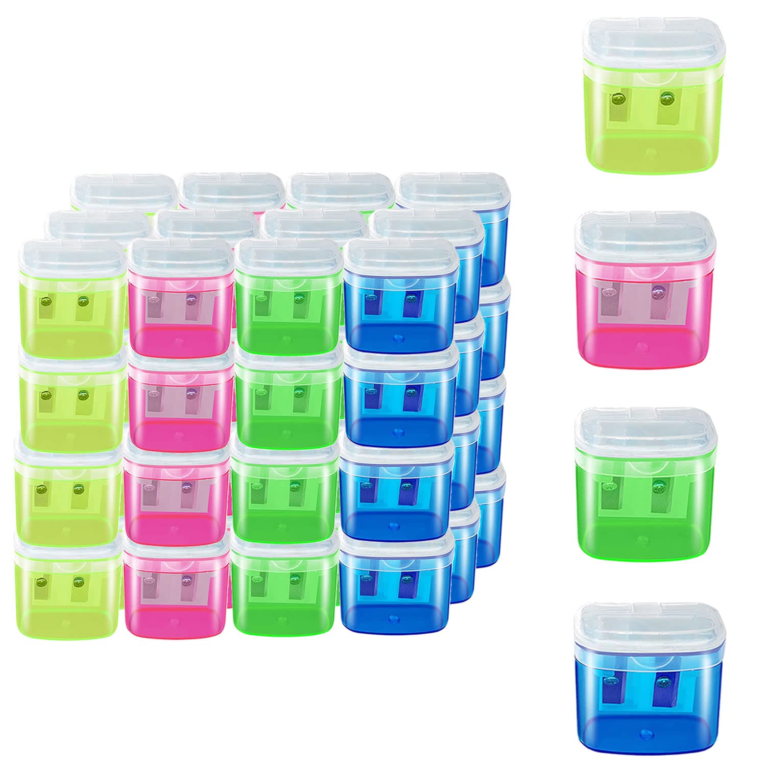 Gutyble 48 Pcs Manual Pencil Sharpeners With Lid, For School,Office And Home