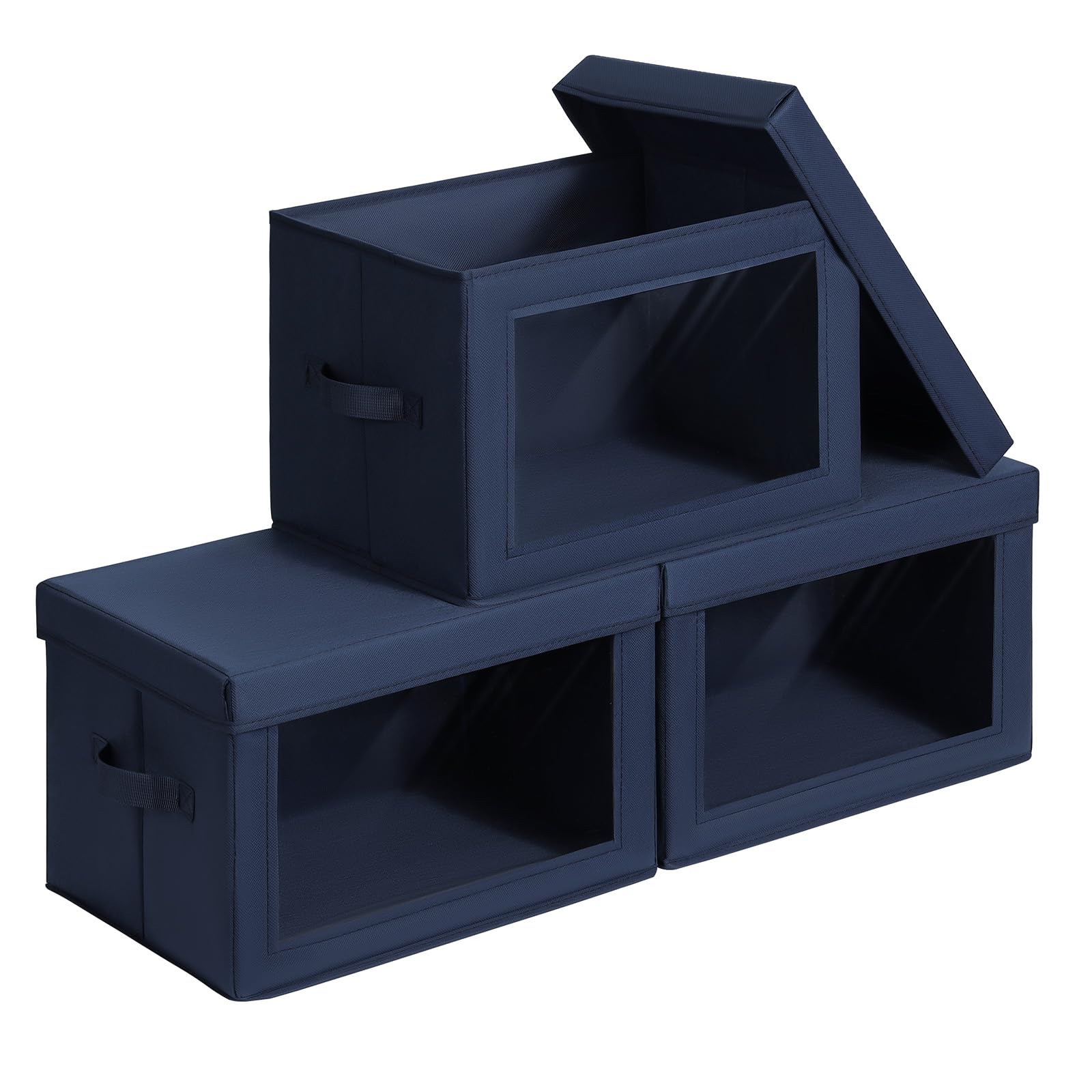 Homsorout Foldable Storage Boxes with Lids - Decorative Storage Boxes with Clear Window, Fabric Storage Baskets for Organizing, 