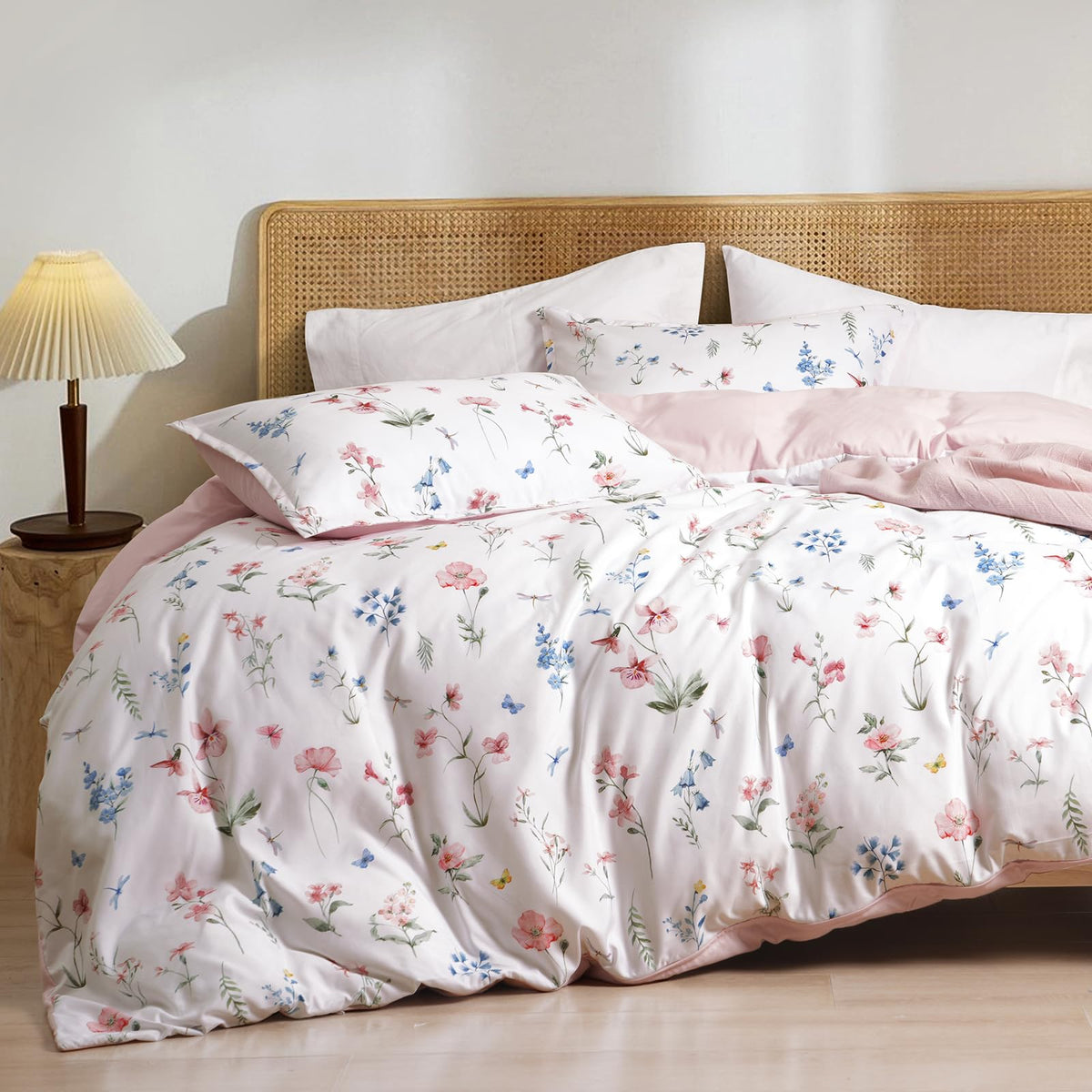 Phf Ultra Soft Floral Duvet Cover Queen Size, Printed Bedding Set 3 Pieces, Comfy Durable Farmhouse Duvet Cover Set With 2 Pillo