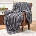 Krifey Faux Fur Throw Blanket, Super Soft Cozy Blanket, Luxury Fluffy Blanket Warm Plush Bed Throw Gray 50' X 60'
