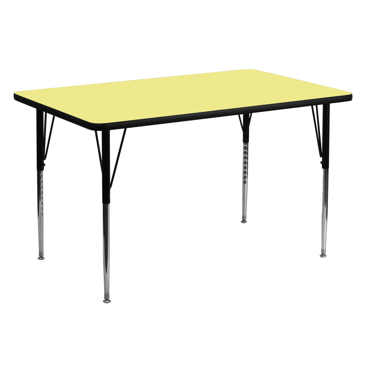 Flash Furniture Wren 30''W x 60''L Rectangular Yellow Thermal Laminate Activity Table - Standard Height Adjustable Legs