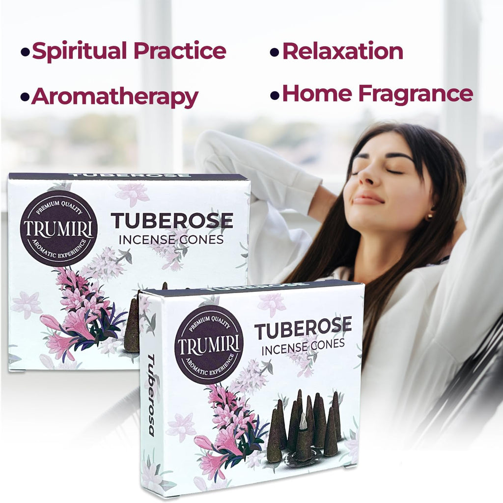 Tuberose Incense Cones - Total 20 Cone Incense - Dual Pack Of 10 Insence Cones - Incense Cones Scented - Cone Incense Scents - I