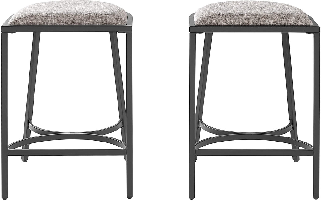 Crosley Furniture Ellery Upholstered Seat Counter Height Bar Stools Set Of 2, Gray/Matte Black