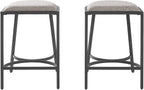 Crosley Furniture Ellery Upholstered Seat Counter Height Bar Stools Set Of 2, Gray/Matte Black