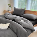Nsnlgsgc Gray Plaid Duvet Cover Set Twin,Charcoal Grid Simple Geometric Square Pattern Comforter Cover,Soft Washed Microfiber Be
