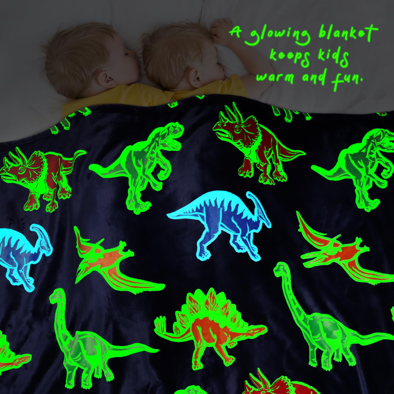 Kivee Dinosaur Blanket For Boys Glow In The Dark Dino Blanket Dinosaur Toys For Teen Boy Gifts Dinosaur Room Decor 40''X50''