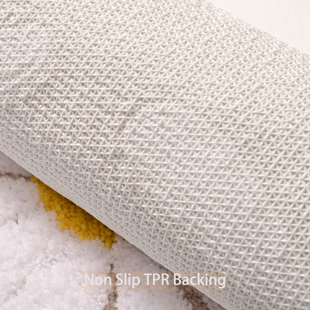 Qjhomo Toilet Rugs U Shaped, Beige Toilet Mat Cute Daisy Contour Bath Rug 20''X20'', Extra Thick Soft Machine Washable Toilet Ca