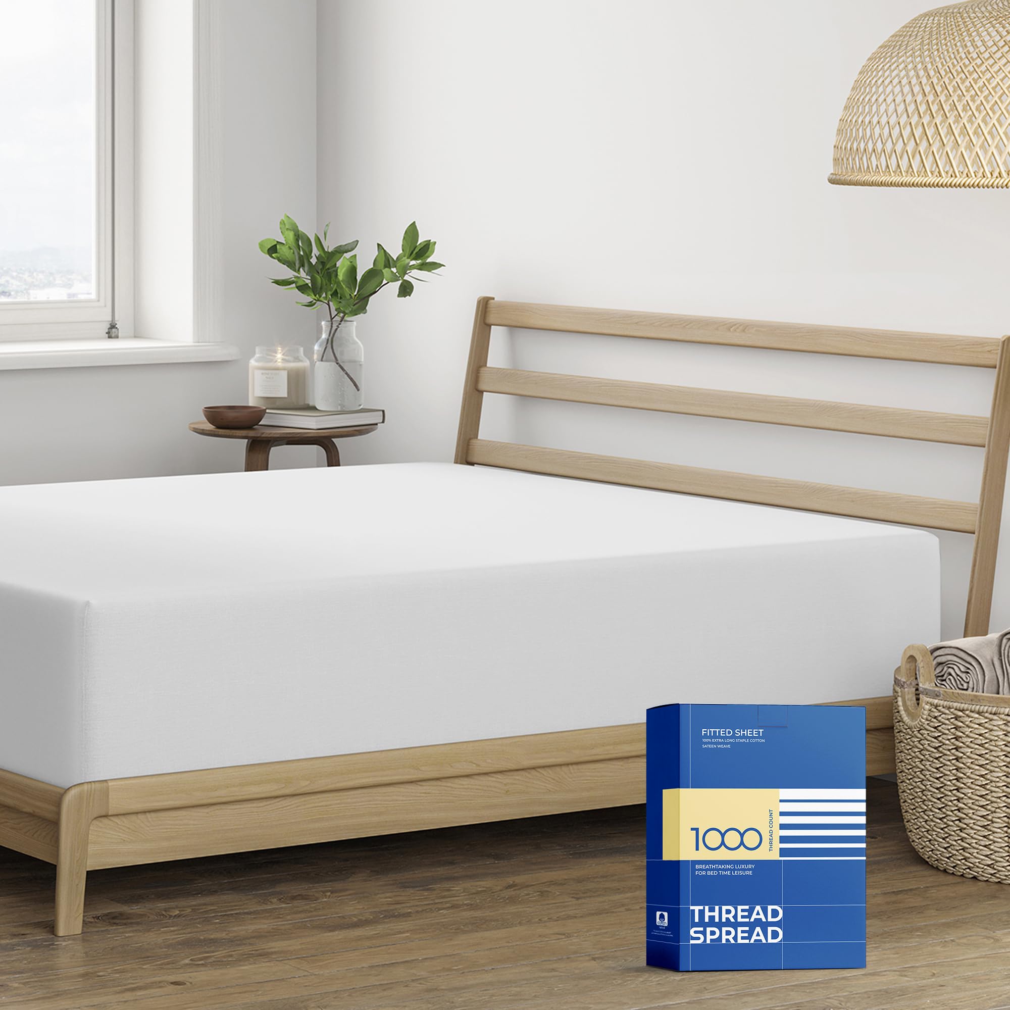 Thread Spread Luxury Egyptian Cotton Twin Fitted Sheet Only - 1000-Thread-Count 16' Twin Deep Pocket Fitted Sheet, Soft, Sateen Weave, Extra Long Staple Egyptian Cotton Twin Bottom Sheet - Silver Grey