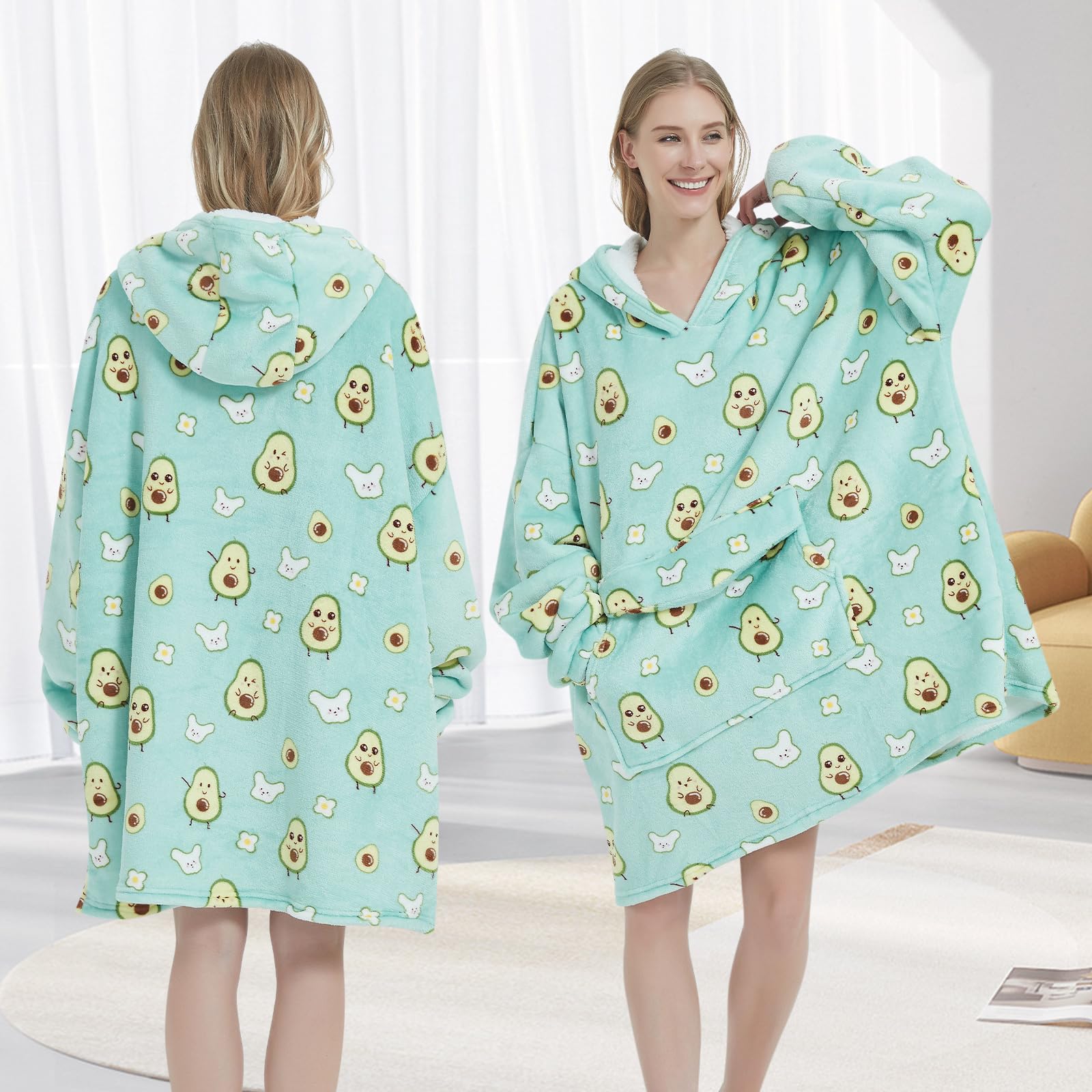 Fiosnow Avocado Blanket Hoodies For Women And Men Adult Oversize Wearable Blanket Hoodies For Soft And Warm