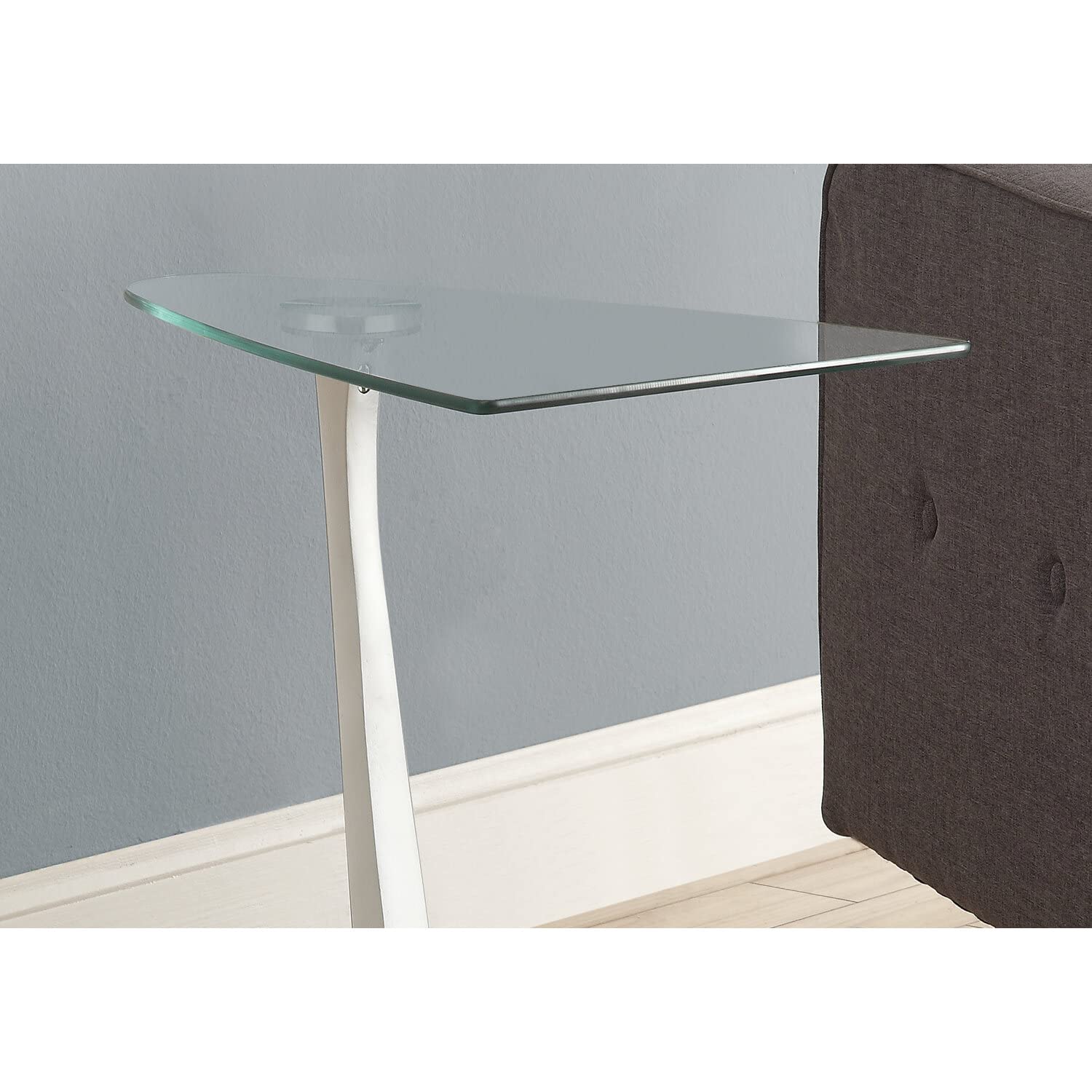 Monarch Specialties Accent Table Top Tempered Glass, 24&quot; H, Glossy Black/Silver