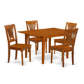 East West Furniture MLPL5-SBR-W 5 Piece Dining Room Furniture Set Includes a Rectangle Kitchen Table with Butterfly Leaf and 4 Dining Chairs, 36x54 Inch, Saddle Brown