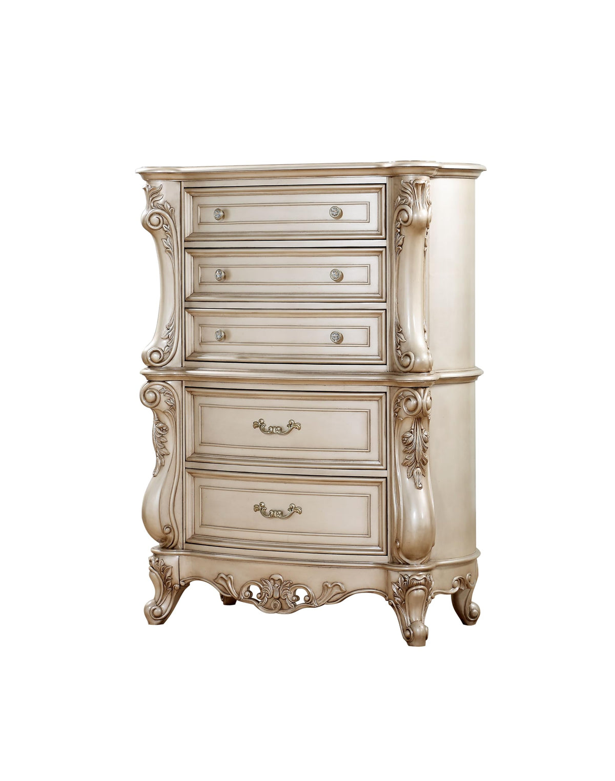 Acme Gorsedd 5-Drawer Wooden Chest in Golden Ivory