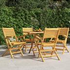 vidaXL Folding Patio Chairs 4pcs Set – 21.7"x24.4"x35.4" - Teak Wood Outdoor Seating – Foldable, Space-Saving Design - Smooth, Refined Finish – Comfortable Backrest and Armrests – Scandinavian Style