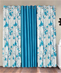 Fashion String 3 Piece 3D Tulips Eyelet Polyester Window Curtains  5 Feet, Blue