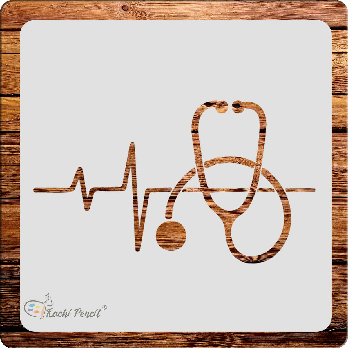 Kachi Pencil Doctor Craft Stencil for Art and Painting, Size 6 x 6 inch Reusable Stencil for Painting, Fabric, Glass, Wall Paint