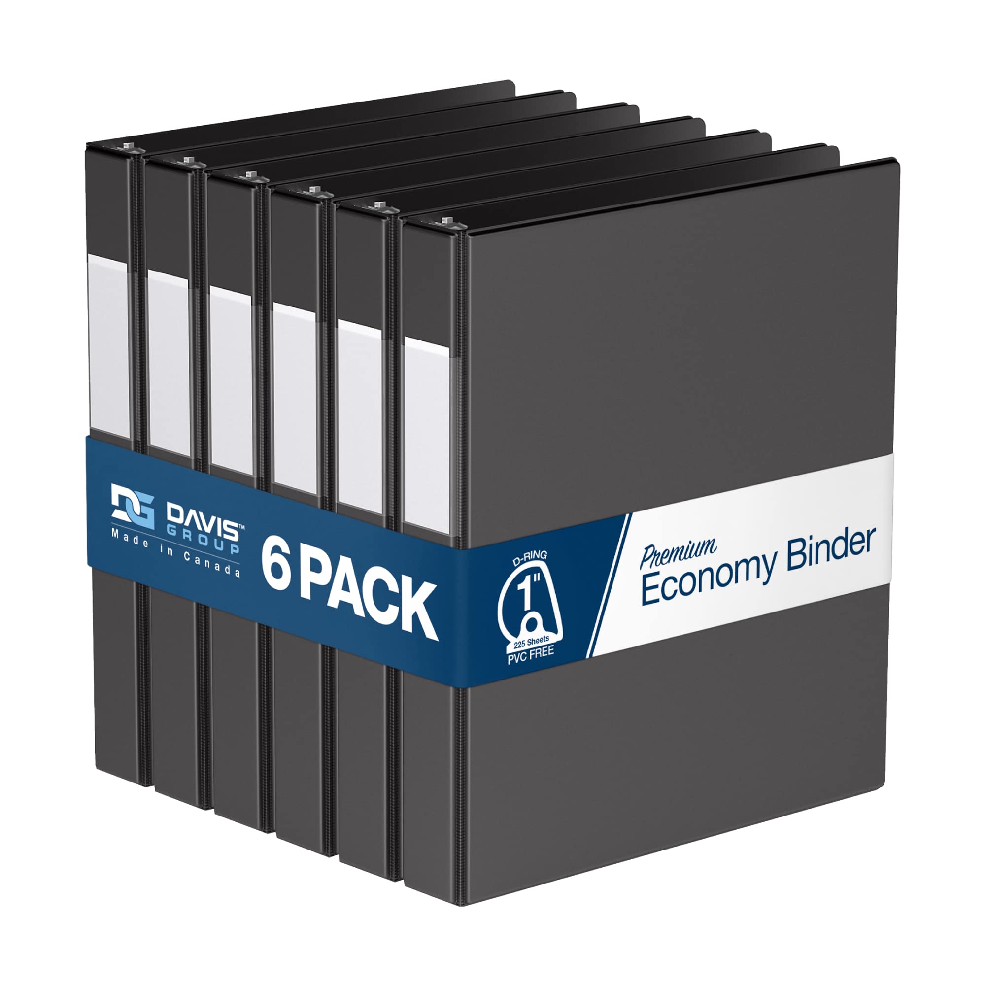 Premium Economy 1-Inch Binder, 3-Ring Binder For School, Office, Or Home, Colored Binder Notebook, Pack Of 6, D Ring, Black