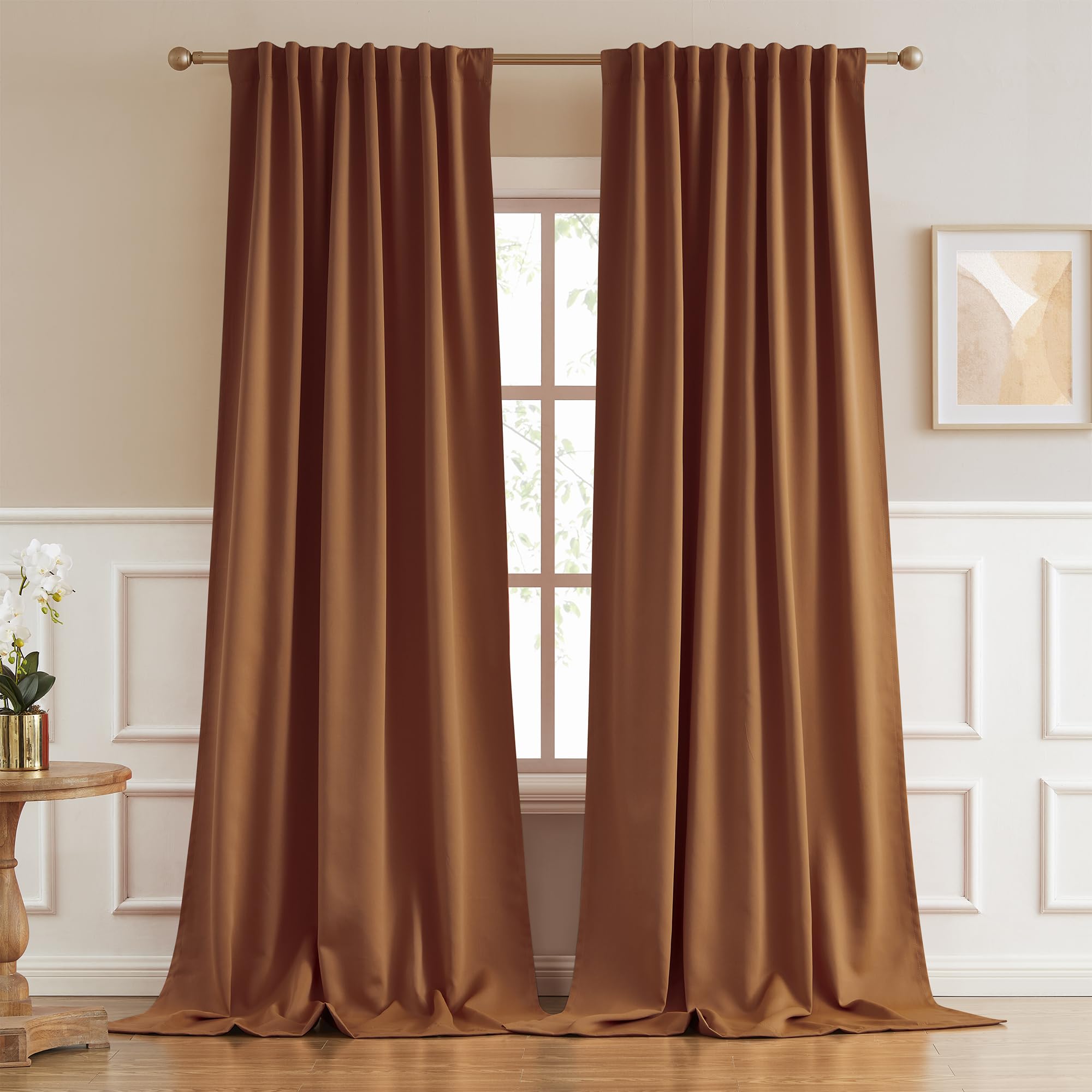 DUALIFE 108 Inch Curtains 2 Panels Set Back Tab Pocket Thermal Insulated Energy Efficient Patio Sliding Door Curtains for Living