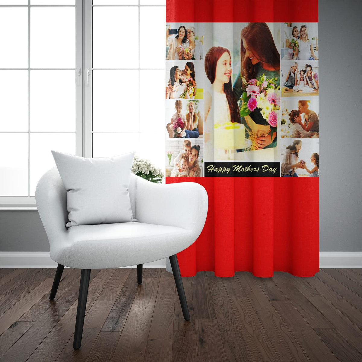 Kesar Enterprises Photo Personalise Crush Fabric Curtains with Rings for Living Room Bedroom Home Office 4 x 7 Feet Style 110 (O