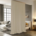 Room Divider Curtains for Ceiling Track Rod, Blackout Curtains With Hooks, Noise Reduction Privacy Curtain for Wall Mount, 4.3 ft Wide x 7 ft Tall, Cream Beige, 1 Panel