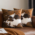 Woaboy Pack Of 2 Decorative Throw Pillow Covers Cowhide Brindle Printed Couch Throw Pillows Cushion Covers For Winter Home Decor Living Room Sofa Bedroom 18X18 Inch
