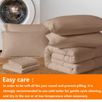 Taimit Beige Queen Size Comforter Set - 7 Pieces, Bed In A Bag Bedding Sets With All Season Soft Quilted Warm Fluffy Reversible