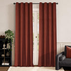 Lazzzy Orange Velvet Curtains Room Darkening Thermal Insulated Curtains 108 Inch Length Window Drapes For Bedroom Living Room Super Soft Luxury Grommetwindow Treatment 2 Panels, Rust Red