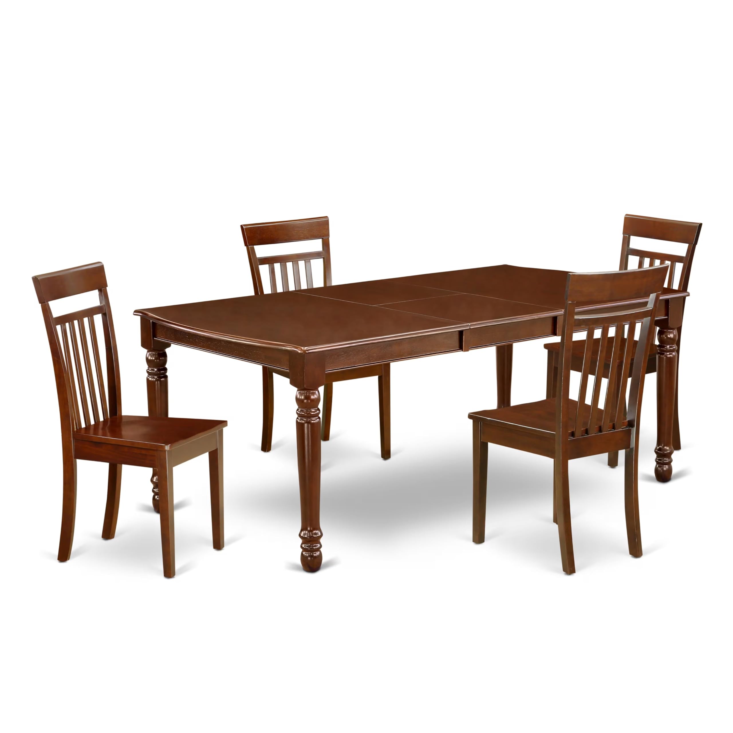 East West Furniture Doca5-Mah-W 5 Piece Dining Room Table Set Includes A Rectangle Wooden Table With Butterfly Leaf And 4 Kitchen Dining Chairs, 42X78 Inch, Mahogany
