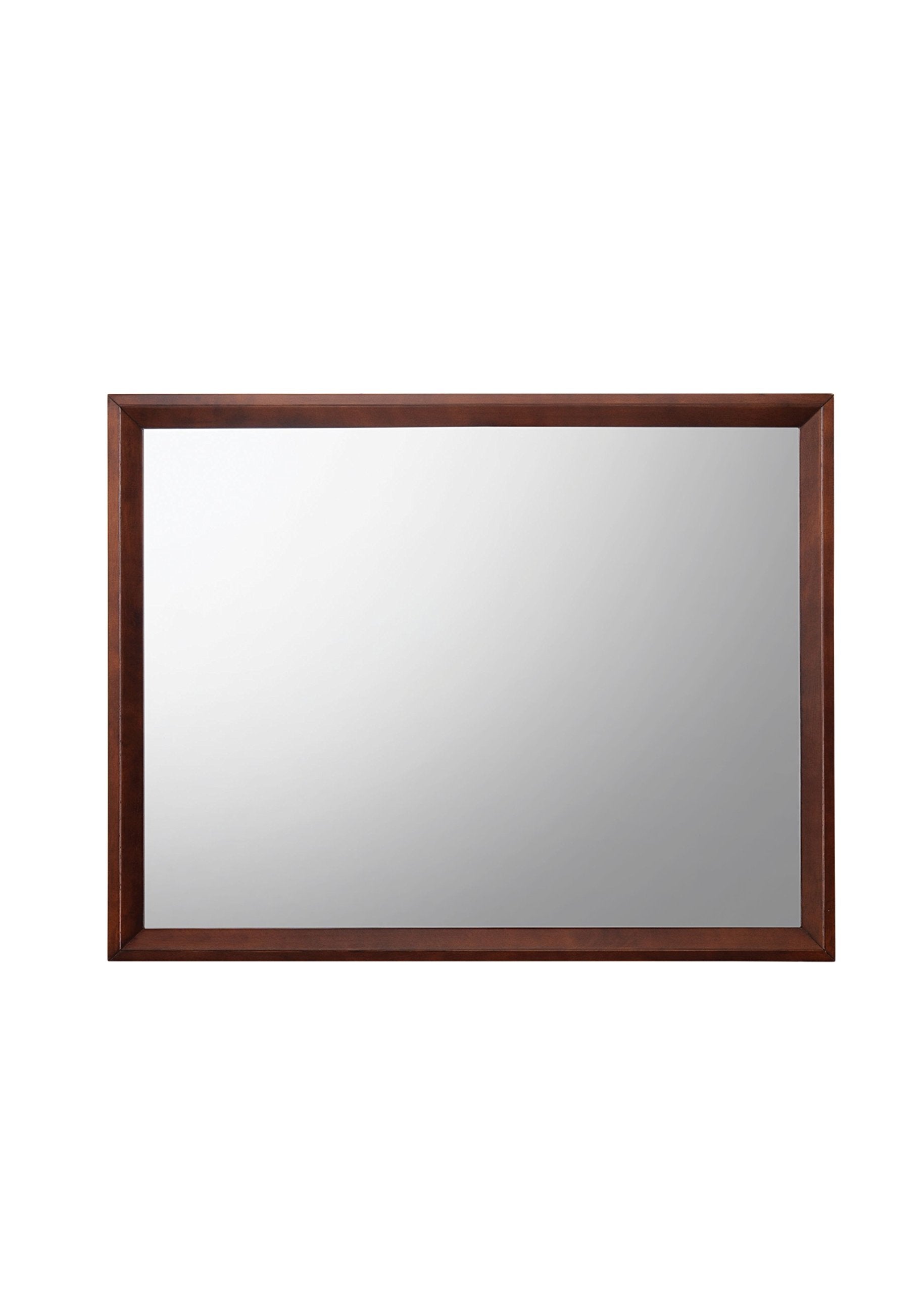 Acme Ilana Rectangular Wooden Mirror In Brown Cherry