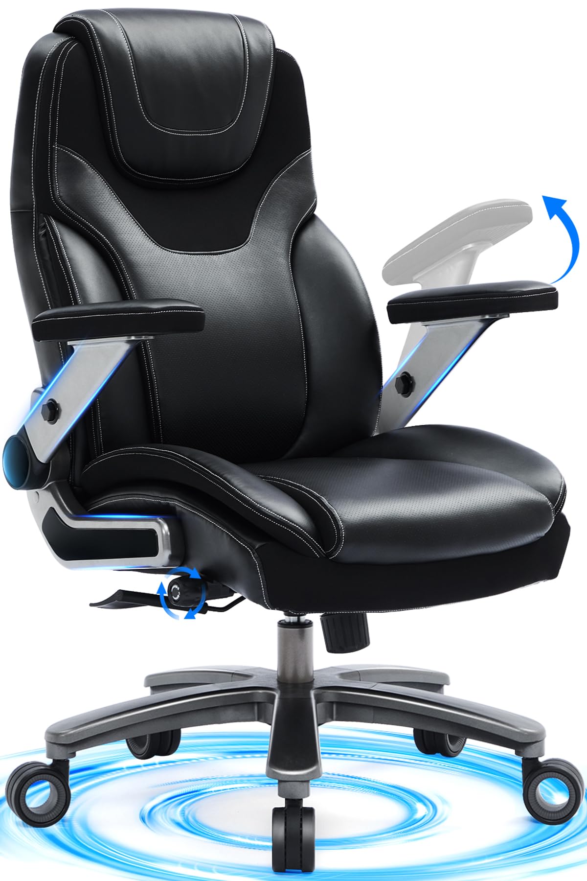 Big And Tall Office Chair With 5D Adjustable Arms, 600Lbs Fabric And Pu Leather Ergonomic Executive Office Chair With Adjustable