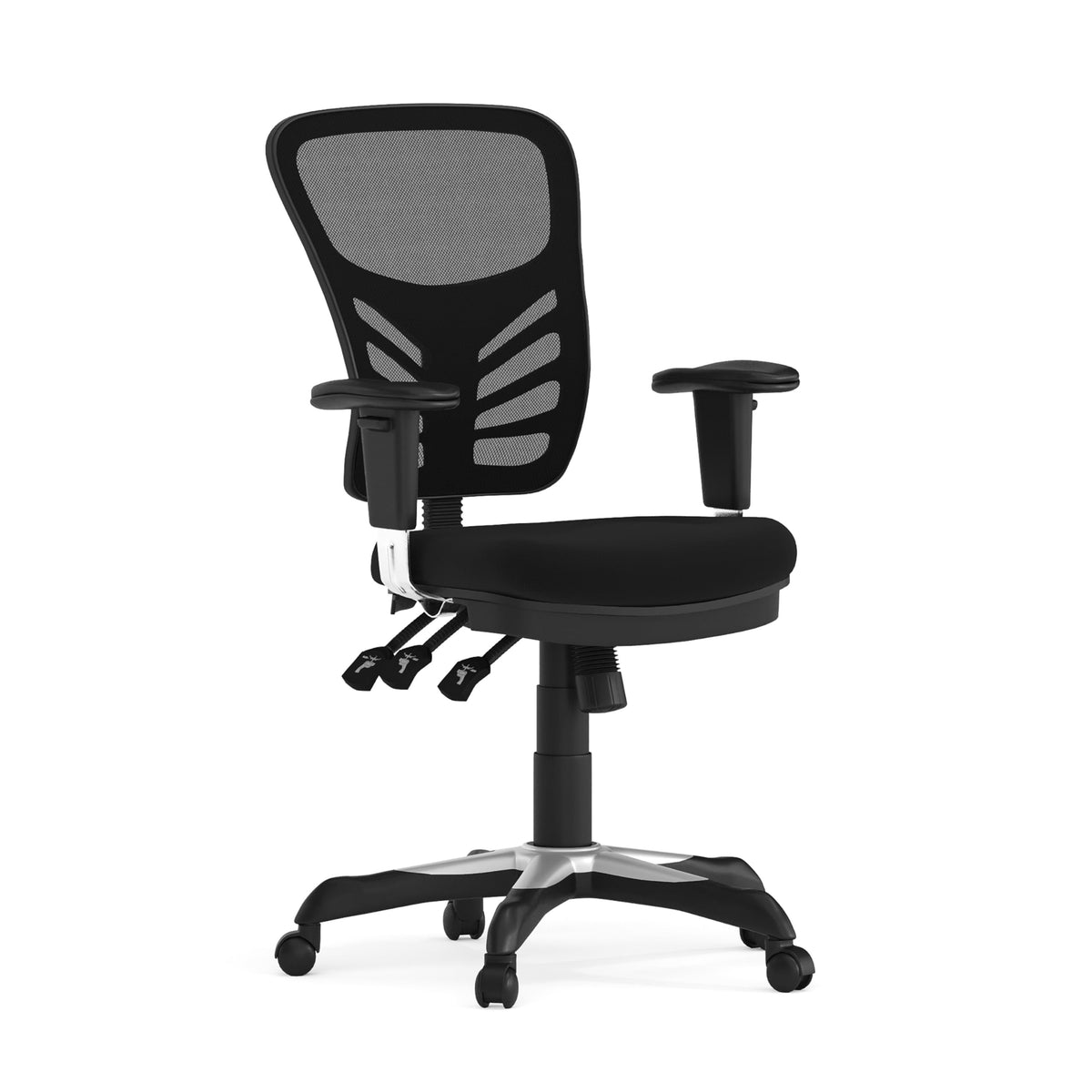 Flash Furniture Nicholas Mid-Back Swivel Office and Gaming Chair, Ergonomic Mesh Office Chair with Adjustable Lumbar Support and Height, Black