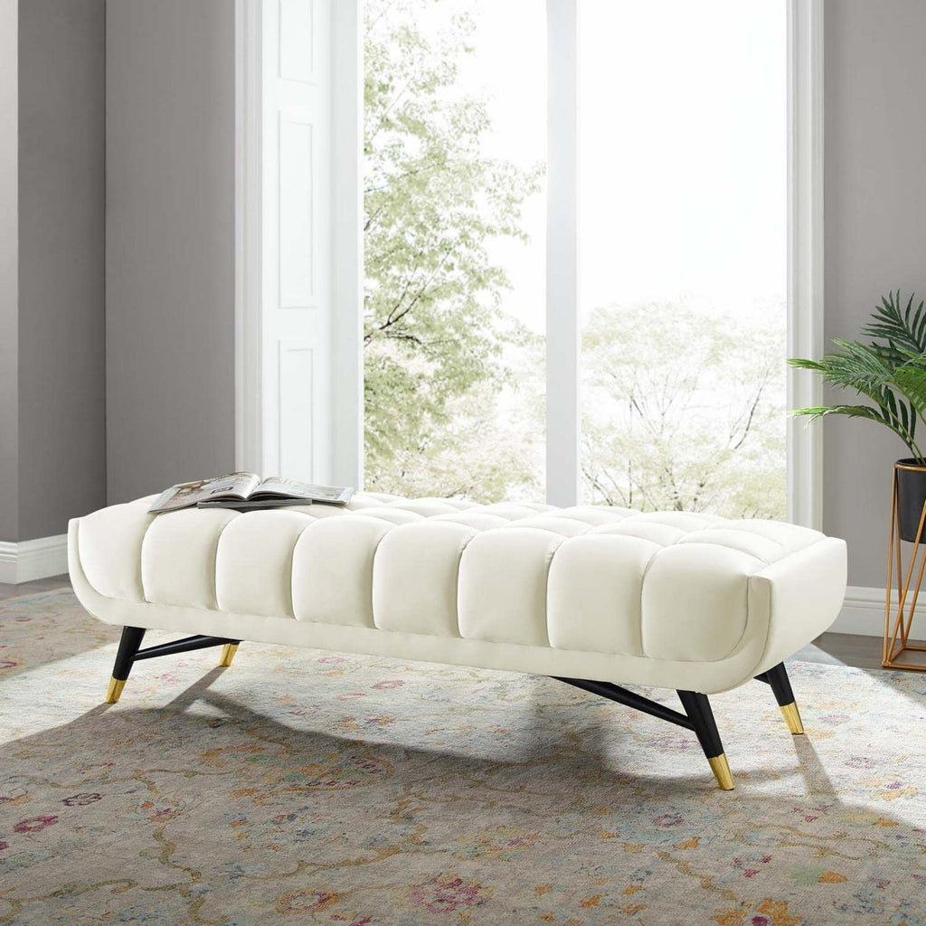 Modway Eei-4241 Adept 60" Performance Velvet Bench In Ivory, 60 Inches