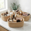 Leazzote Storage Baskets, 3 Pack Woven Natural Cotton Rope Bins For Organizing Shelves, Closet, Baby Nursery Makeup Bins Kids Pe