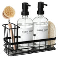 Dish Soap Dispenser for Kitchen, 16.9 fl oz Clear Hand and Dish Soap Dispensers, Kitchen Soap Dispenser Set with Sponge Holder, 
