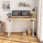 Flexispot En1 Electric Stand Up Desk Workstation 60 X 24 Inch Whole-Piece Desktop Ergonomic Memory Controller Height Adjustable Standing Desk (White Frame + 60' Maple Desktop, 2 Packages)