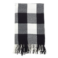 Fennco Styles Buffalo Plaid Collection Modern Tassel 50 X 60 Inch Throw - Black Throw Blanket For Banquets, Christmas, Special E